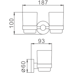 Держатель стакана , двойной, матовое стекло, нержавеющая сталь HB8308