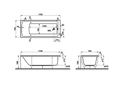 Ванна прямоуг.: LORENA 160x70 без ножек, белый, Сорт1- ультра белая