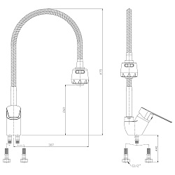 Смеситель для кухни с гибким изливом, высота излива 26 см, длина 27 см, латунь/хром, S35-26