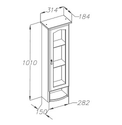 Шкаф Opadiris Риспекто подвесной, одностворчатый, цвет белый матовый, правый, с матовым стеклом