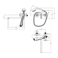 Смеситель универсальный с плоским изливом 30 см, двуручковый, поворот переключатель,/хромLM6048C