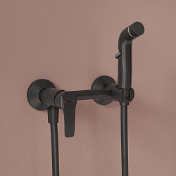 Смеситель с гигиеническим душем, матовый черный, Ray, IDDIS, RAYBL00i08