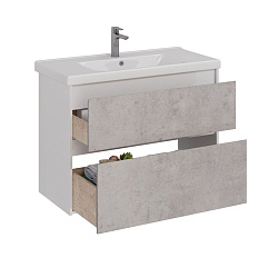 Тумба Lemark COMBI 100 см под 1 раковину, подвесная/напольная, 2 ящика, цвет фасада: Бетон, цвет кор