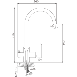 Смеситель для кухни с подключением фильтра, латунь, белый/хром HB76805-8