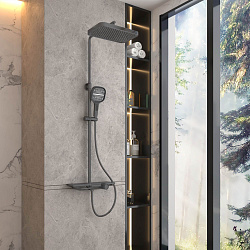 Душевая стойка VSFS-411GM с изливом, вороненая сталь, , шт