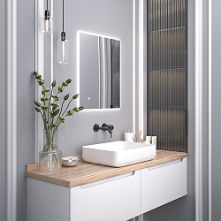 Зеркало/LED-подсветка (50см*60см) сенсор.выключатель Sirius/AQUA DE MARCO