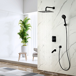 BRONX Встраиваемый термостатический смеситель с верх.душем , 3-х реж.лейкой, латунь/хром, LM3742BL