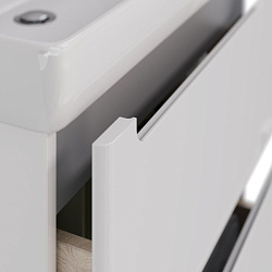 Тумба Lemark BUNO 70 см под 1 раковину, подвесная/напольная, 2 ящика, цвет планки: Серый, цвет корпу