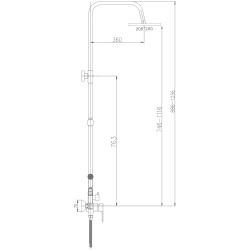 Душевая система, тропический душ, латунь, хром, HB2416