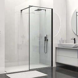 Душевая перегородка Walk-In VSW-1HS100CLB, 1000*2000, черный матовый, стекло прозрачное, , шт
