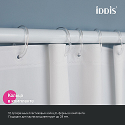 Штора для ванной, 200x180 см, PE, белый, IDDIS, P02PE18i11