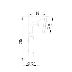 Лейка для душа, 1 режим, Ø7,8х21,5см, латунь/хром/керамика