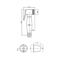Комплект: лейка гигиенического душа, настенное крепление, шланг 1.2 м, латунь/бронза, блистер