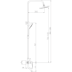 Душевая система, тропический душ, латунь, хром, HB2414