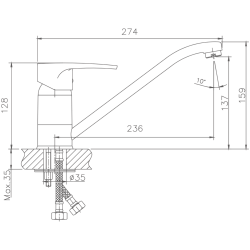 Смеситель для кухни, латунь, хром HB4265