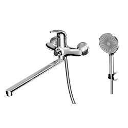 Смеситель универсальный для ванны с поворотным изливом 380 мм, с аксессуарами, хром