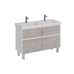 Тумба Lemark COMBI 125 см под 2 раковины, подвесная/напольная,4 ящика, цвет фасада: Бетон, цвет корп