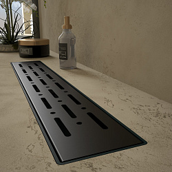 Corpa Nera Grossi/Гросси душевой трап 40 см с гидрозатвором, решетка из нержавеющей стали, черный