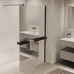 Душевая перегородка Walk-In VSW-1HR900MRB, 900*2000, черный, стекло зеркальное, , шт