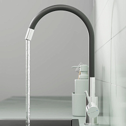 Смеситель для кухни с гибким изливом Pragma Oklem, матовый хром, OKL7.M1JS.032