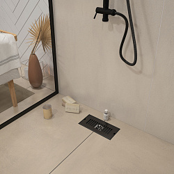 Corpa Nera Grossi/Гросси душевой трап 10х20 с сухим затвором, вертикальный выпуск, черный