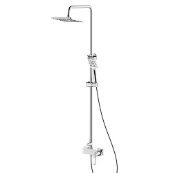 Душевая система с верхним душем 26х19 см, регулируемая высота 1~1,68м, латунь/хром