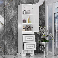 Пенал Opadiris Оникс правый Белый глянцевый с серебряной патиной