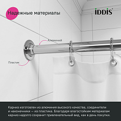 Угловой карниз для ванной комнаты 050 ХРОМ ГЛЯНЕЦ  Размер: 90*90*90(90*180) см  материал алюминий