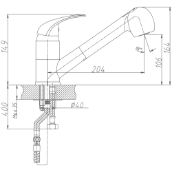 Смеситель для кухни, выдвижная лейка, латунь, хром HB6003