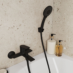 Смеситель для ванны, черный матовый, Azure, Milardo, AZUBL00M02