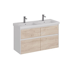 Тумба Lemark COMBI 125 см под 2 раковины, подвесная/напольная,4 ящика, цвет фасада: Дуб кантри, цвет