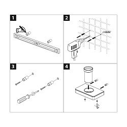 Стакан для зубных щеток GLASS LINE с держателем, полка 17,5х11 см, хром/белое стекло