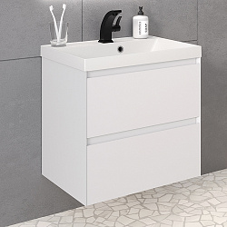 Тумба подвесная ASTRA 60 /2ящ/белая/раковина Астория Florentina/AQUA DE MARCO