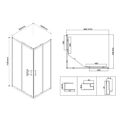 Душевой уголок City VSS-5CT8010CLGM, 1000*800, вороненая сталь, стекло прозрачное , , шт