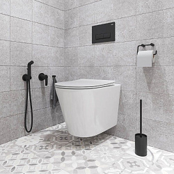 Встраиваемый смеситель с гигиеническим душем, черный матовый, Ray, IDDIS, RAYBLR2i08