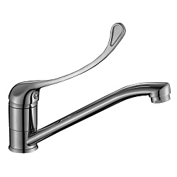 Смеситель для кухни с поворотным изливом с локтевой рукояткой (хирургический), высота излива 12 см,