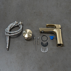 Урсус Смеситель для умывальника монолитный, матовое золото