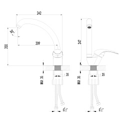 SUNA Смеситель кухни с C-образным поворотным изливом, хром