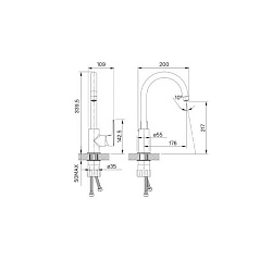 Смеситель для кухни с каналом для фильтрованной воды, черный, Cuba,ID