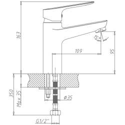 Смеситель для раковины, латунь, хром HB10506