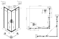 Душевой уголок Ultima VSS-7UL8080CLGM, 800*800, вороненая сталь стекло прозрачное, , шт