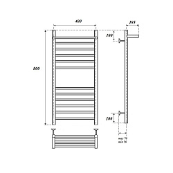 Полотенцесушитель электрический Point Аврора PN10148SPE П11 400x800 с полкой левый/правый, хром