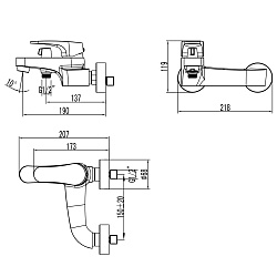 ВЫВОД SHIFT Смеситель для ванны с коротким изливом, поворотный переключатель, латунь/хром