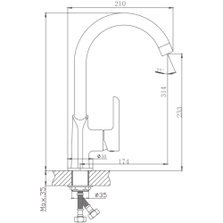 Смеситель для кухни, латунь, черный/хром HB70805-7