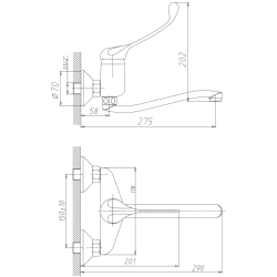 Смеситель хирургический для раковины, латунь, хром HB4654