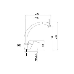Смеситель для кухни, Meal, Milardo, M05SB0JM05