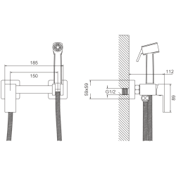 Смеситель с гигиенической лейкой Черный B55806-7