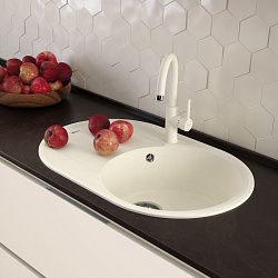 LACHA 760 Мойка кухонная из кварцгранита цвет: шампань  комплектация: крепеж, сливная арматура с пер