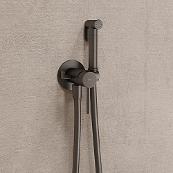 Встраиваемый смеситель с гигиеническим душем, матовый графит, IDDIS, 005GMR0i08