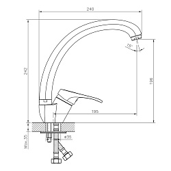 Смеситель DECOROOM DR21021 одноручный для кухни с высоким поворотным изливом